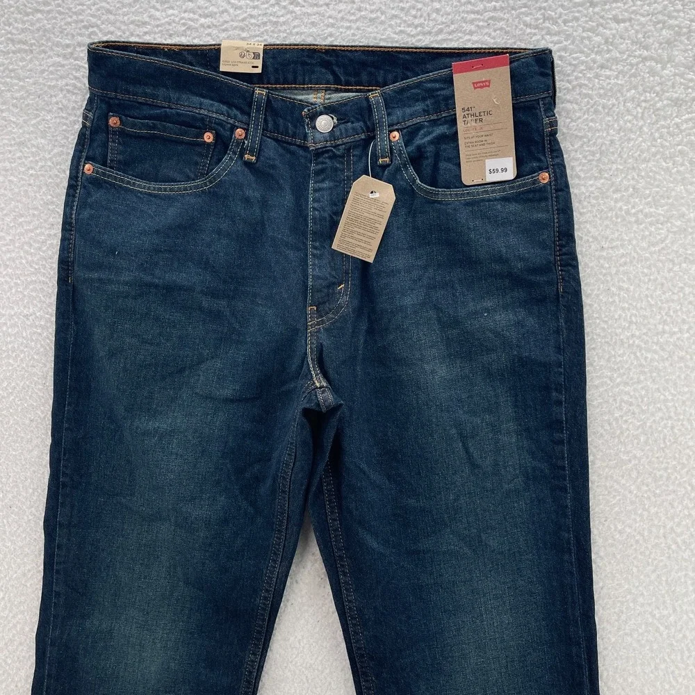 Levis 541 Jeans Mens 34x34 Blue Athletic Tapered Dark Wash Stretch Denim Preppy